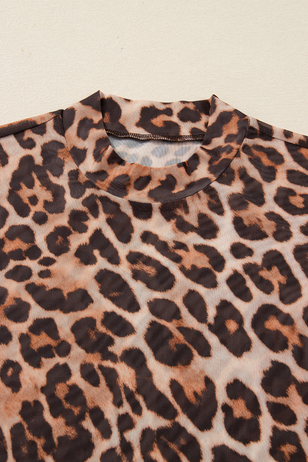 Blakely Leopard Mock Neck Long Sleeve Mesh Top