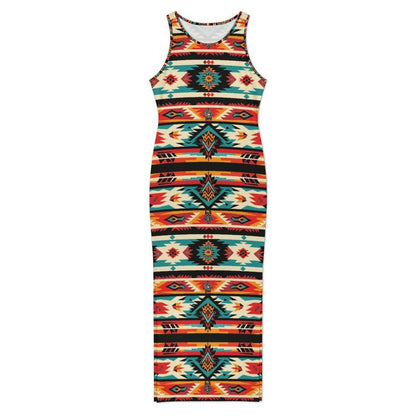 Baha Ranch Santa Fe Sleeveless Bodycon Side Slit Western Maxi Long Dress