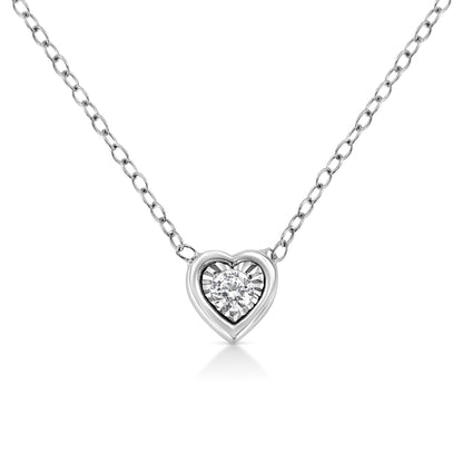 10K White Gold 1/10 Cttw Miracle Set Round-Cut Diamond 18" Pendant Necklace - Choice of Shape