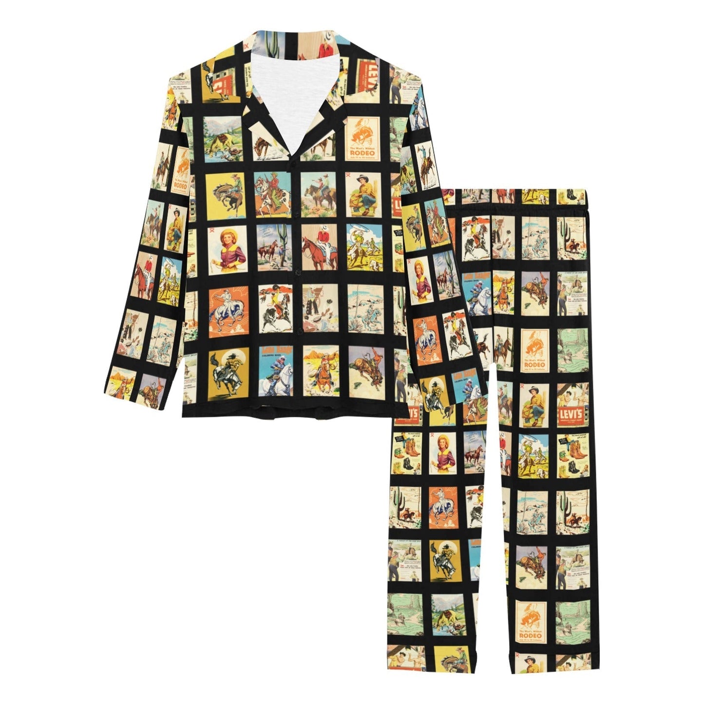 Baha Ranch Cowboy Collage Women's Western Pajama Set