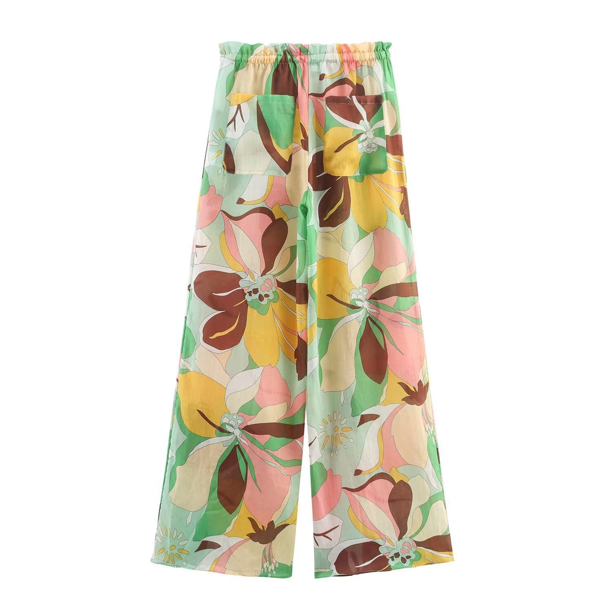 Linen flower shirt+straight trousers suit