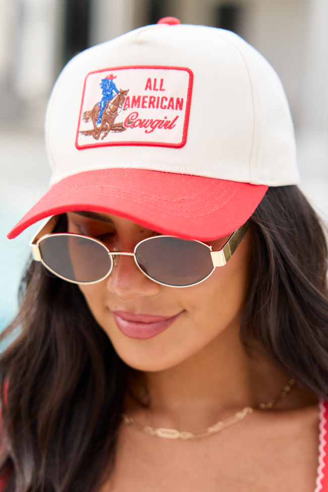 All American Cowgirl Red Trucker Hat