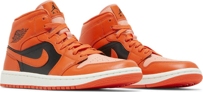 Air Jordan Women's Retro 1 Mid Se 'Rush Orange' Sneakers