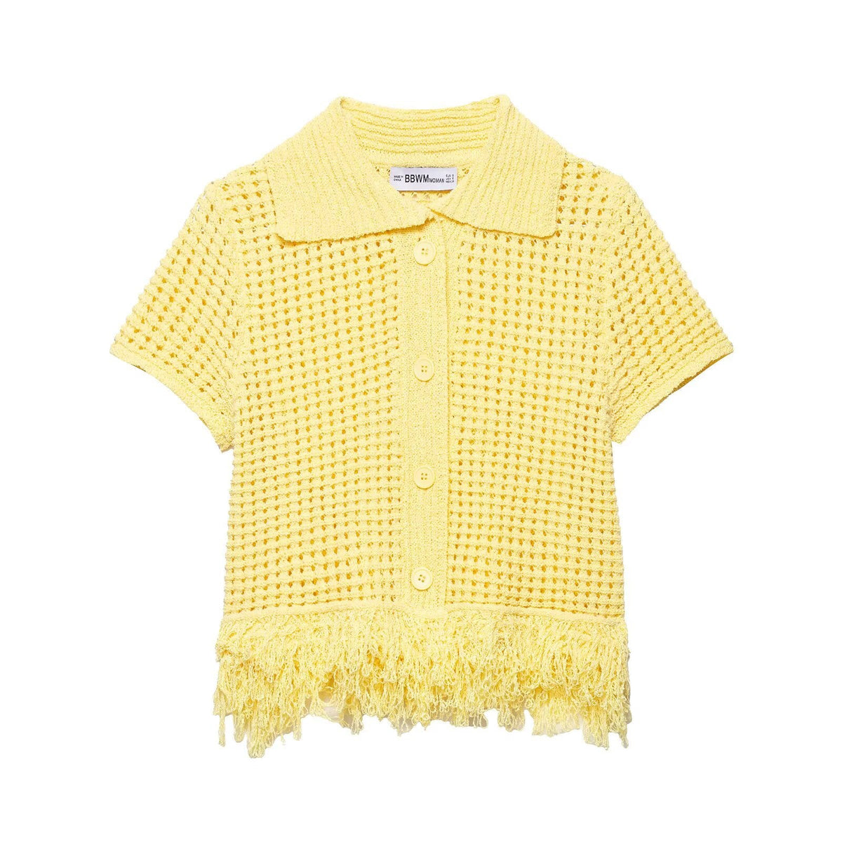 Tassel embellished plaid knitted jacket+half skirt set