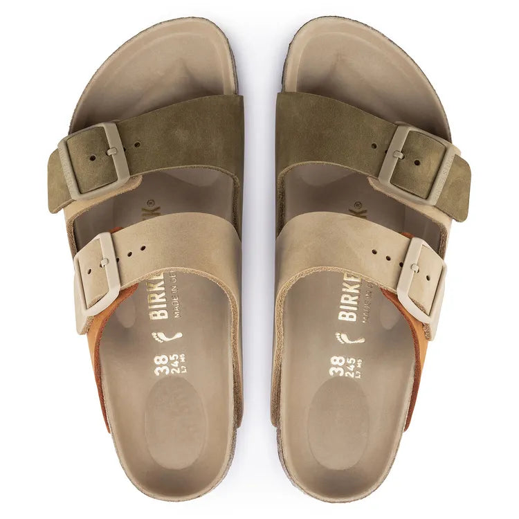 Birkenstock Arizona Split Nubuck Leather Sandcastle/ Faded Khaki Sandals