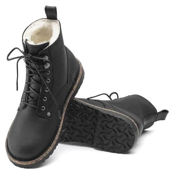Birkenstock Women's Bryson Shearling Nubuck Leather Black Boots