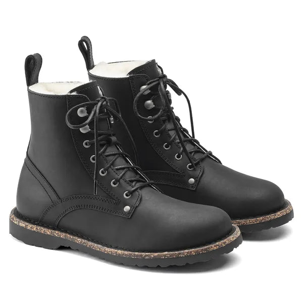 Birkenstock Women's Bryson Shearling Nubuck Leather Black Boots