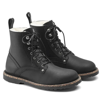 Birkenstock Women's Bryson Shearling Nubuck Leather Black Boots