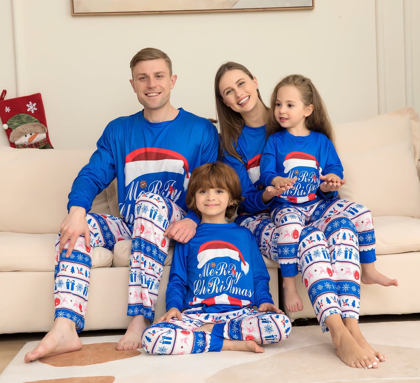Christmas Hat Letters Printed Homewear Two-piece Set
