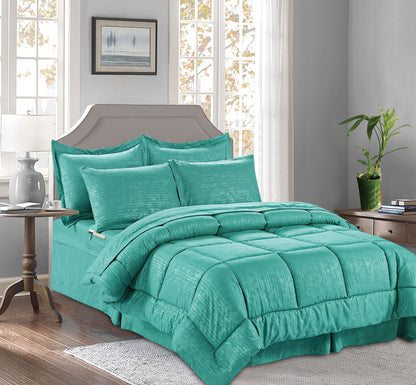 Elegant Comfort 8-Piece Bamboo Floral Pattern Comforter Set- Includes 4-Piece Sheet Set with Double Sided Storage Pockets
