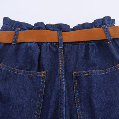 Paired with waistband and paper bag shorts