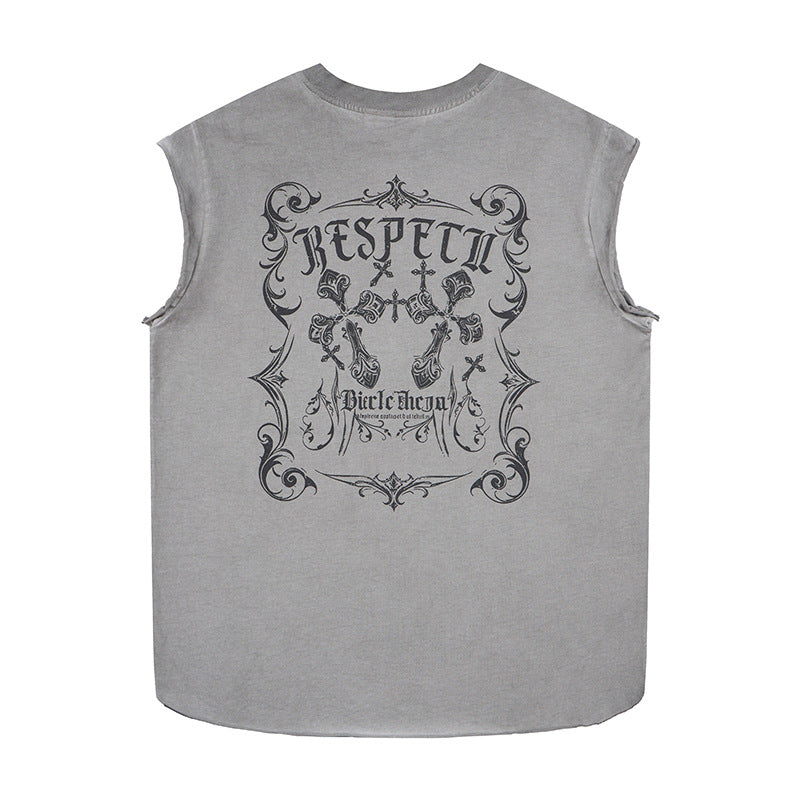 Flower cross wide shoulder vest