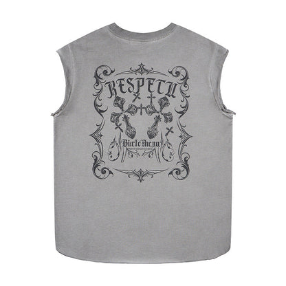 Flower cross wide shoulder vest