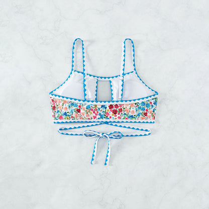small floral print bikini with tie-back design