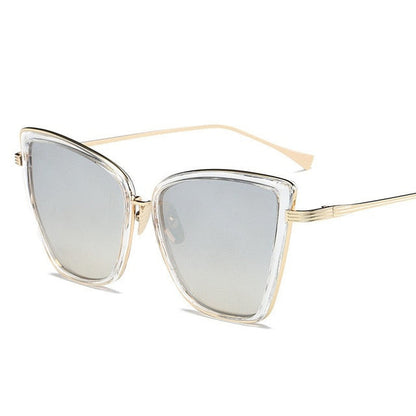Big Cat Eye Sunglasses Women Black Mirror Sun Glasses