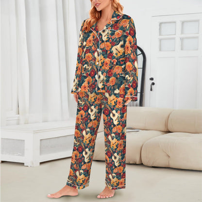 Baha Ranch Colores De Mexico Roses & Guitars Satin Pajamas