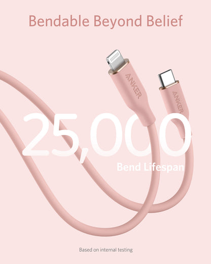 Anker <b>641</b> USB-C to Lightning Cable (Flow, 3 ft Silicone)