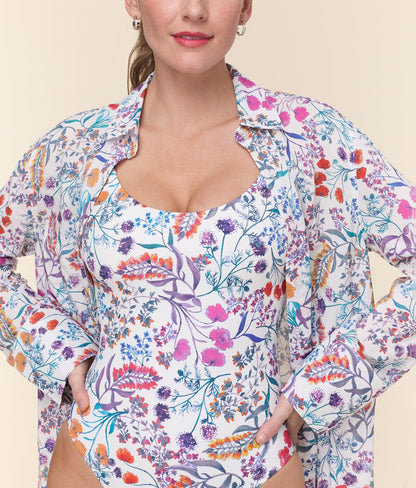 The Coastal Button Up - Lightweight Rayon - Botanical Floral