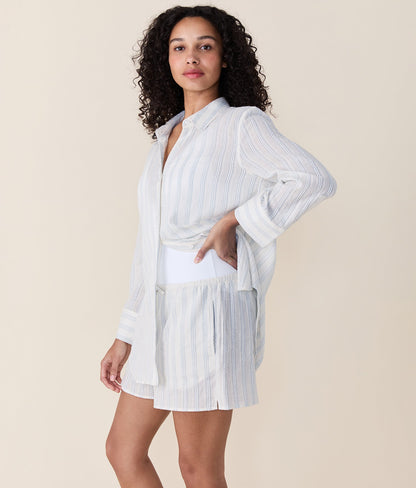 The Harbor Button Up - Ribbon Stripe - Feather