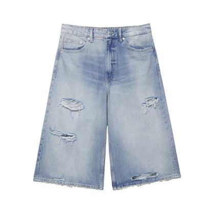 Loose denim casual shorts