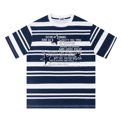 Contrast striped round neck t-shirt