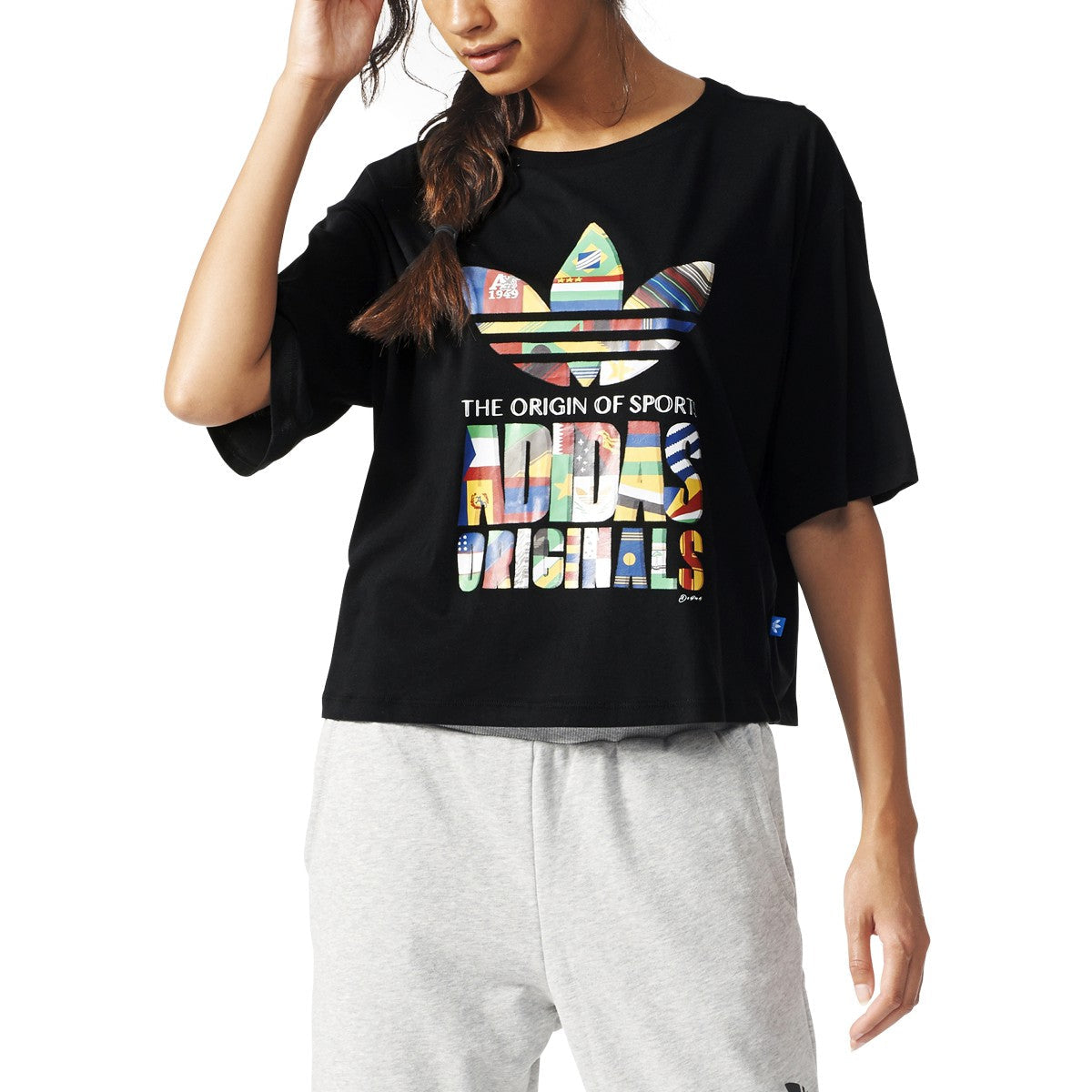 adidas Women's Originals Ramera Flag Cropped Tee
