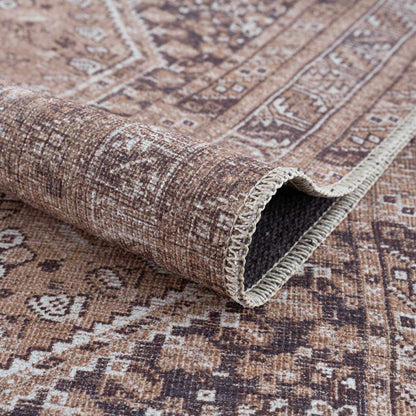 Barny Brown Flat Pile Washable Rug - Clearance