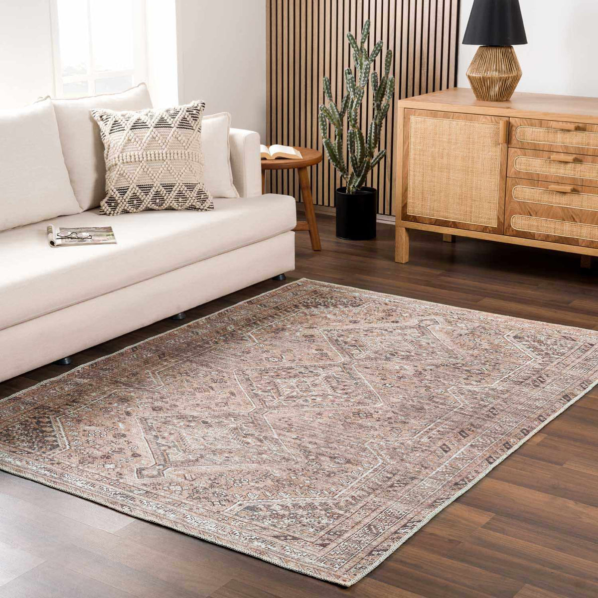 Barny Brown Flat Pile Washable Rug - Clearance
