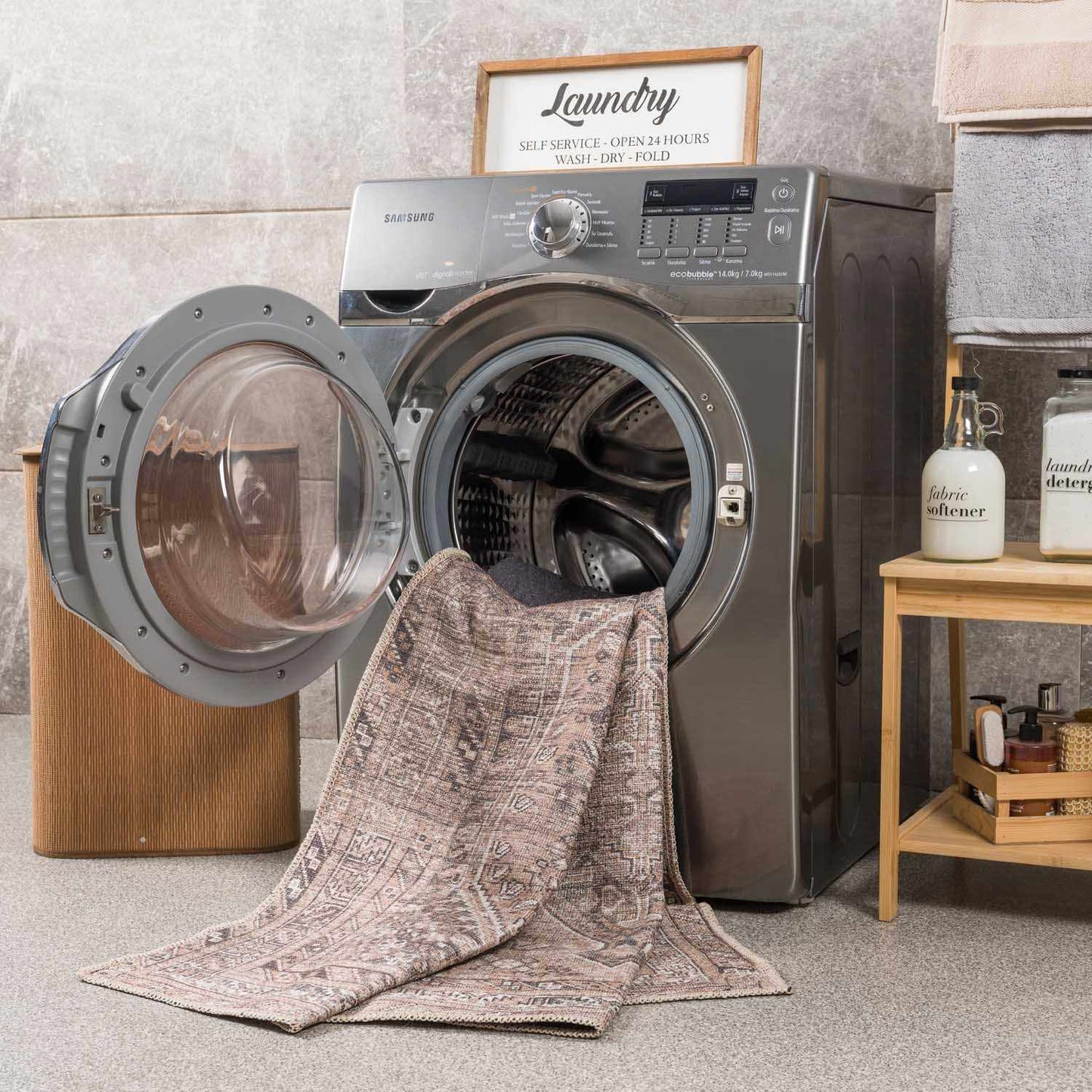 Barny Brown Flat Pile Washable Rug - Clearance