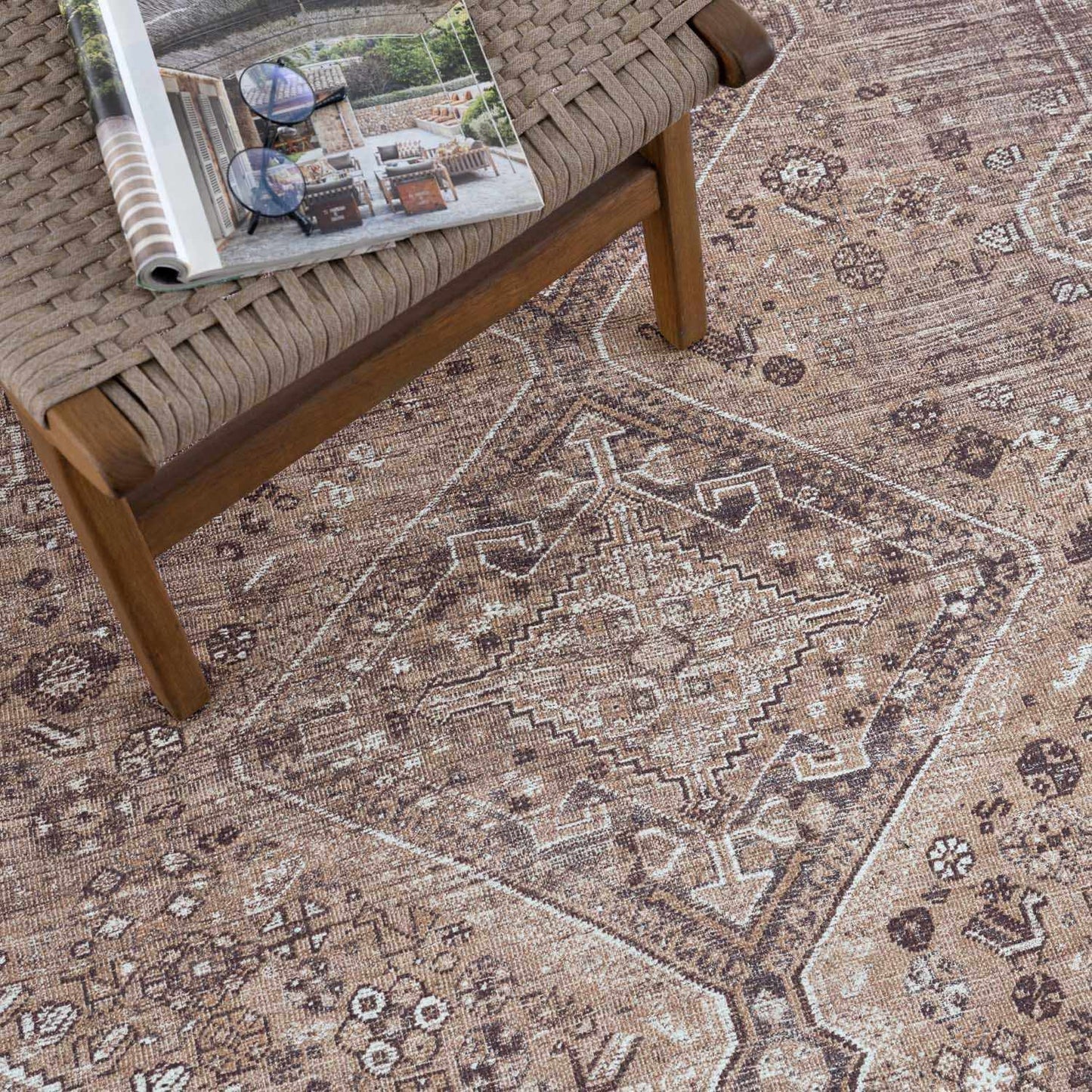 Barny Brown Flat Pile Washable Rug - Clearance