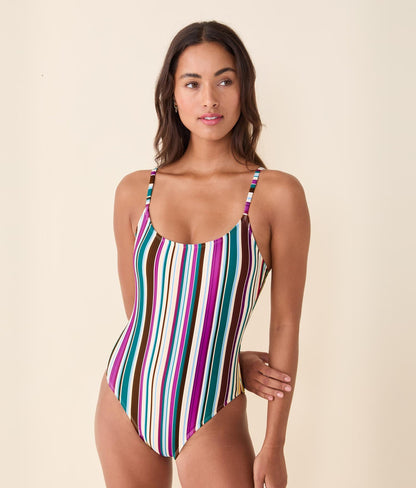The Amalfi One Piece - Eco Nylon - Retro Stripe - Long Torso