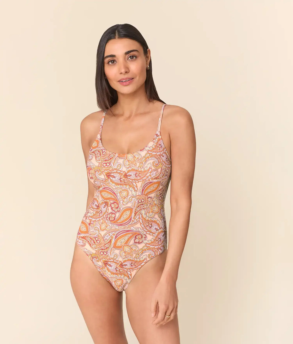 The Amalfi One Piece - Eco Nylon - Sunset Paisley - Long Torso