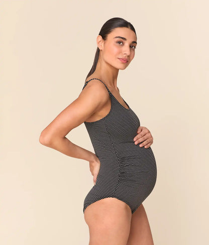 The Amalfi Maternity One Piece - Polka Dot - Black Dot - Classic