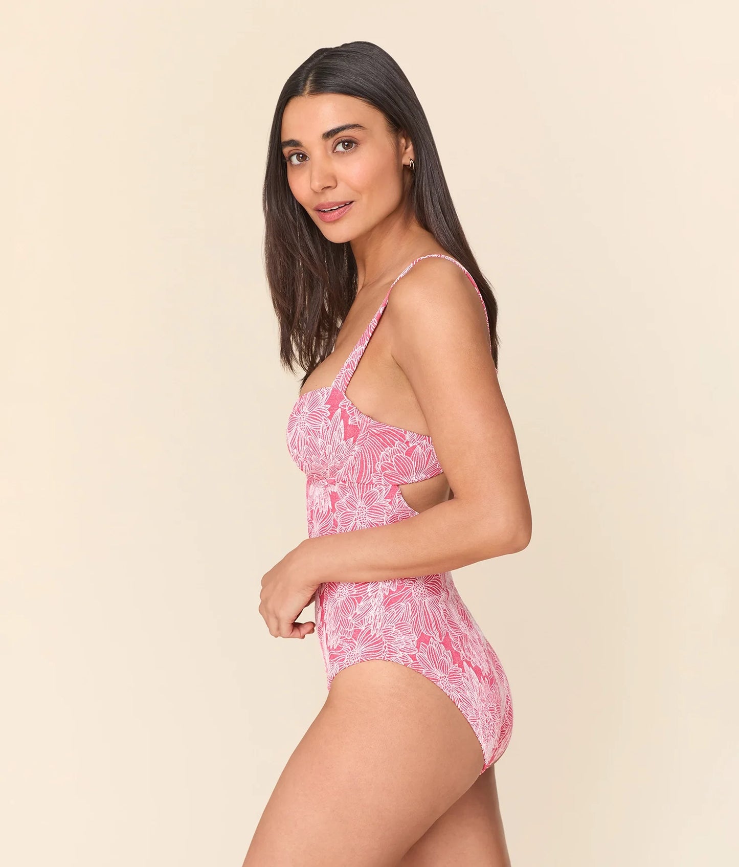 The Dorset One Piece - Garden Jacquard - Peachy - Long Torso