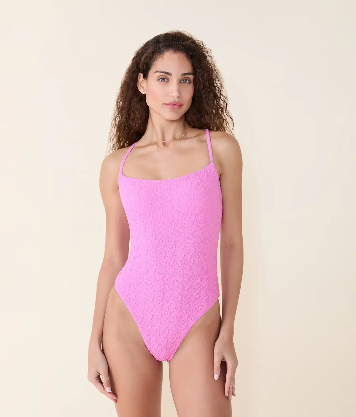 The Fiji One Piece - Textured Geo - Frosting - Long Torso