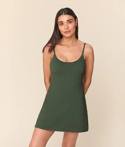 The Amalfi Swim Dress - Textured Geo - Thyme - Long Torso