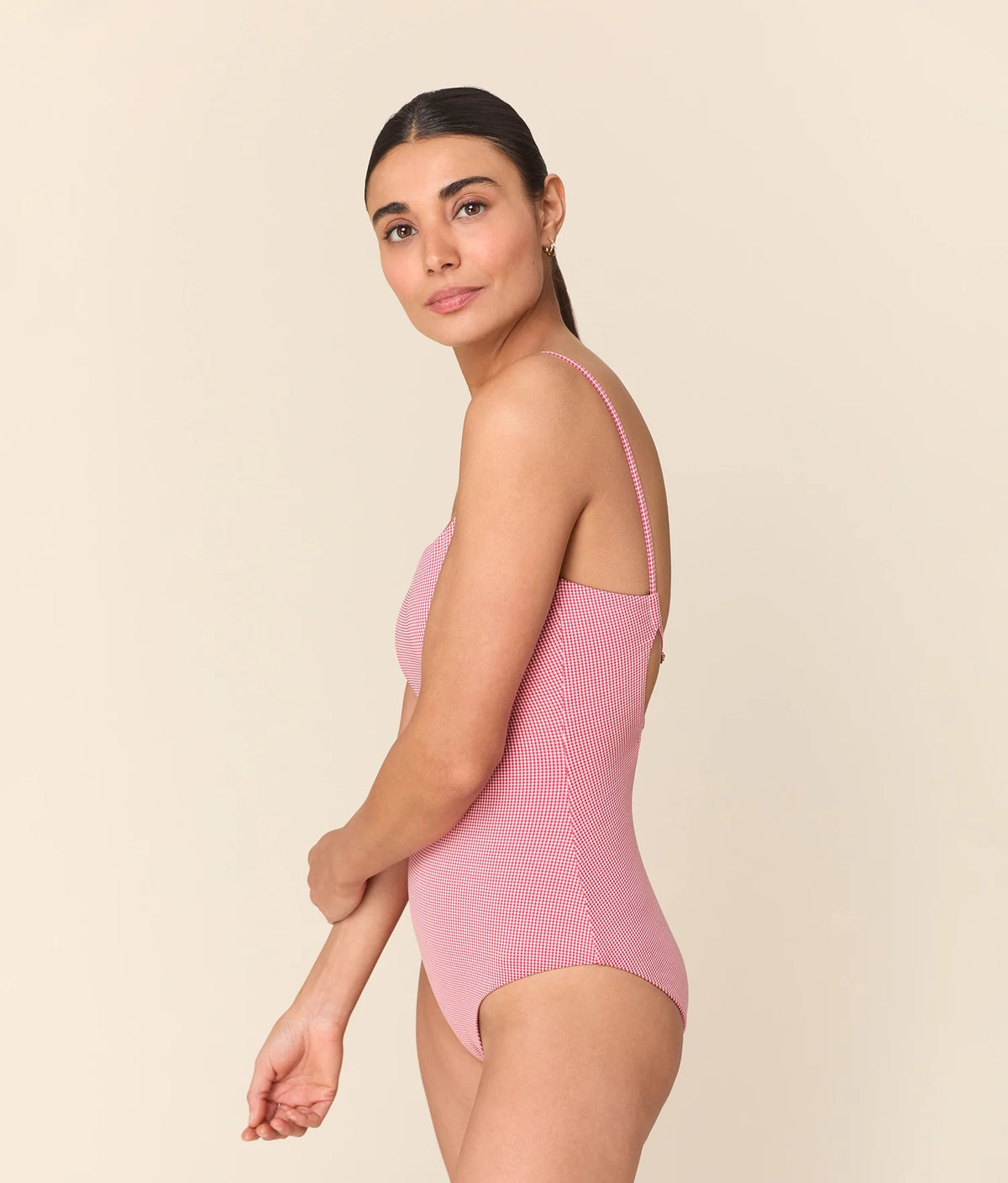 The Jetties One Piece - Micro Gingham - Strawberry - Long Torso