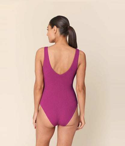 The Bonita One Piece - Seersucker Wave - Juicy - Long Torso