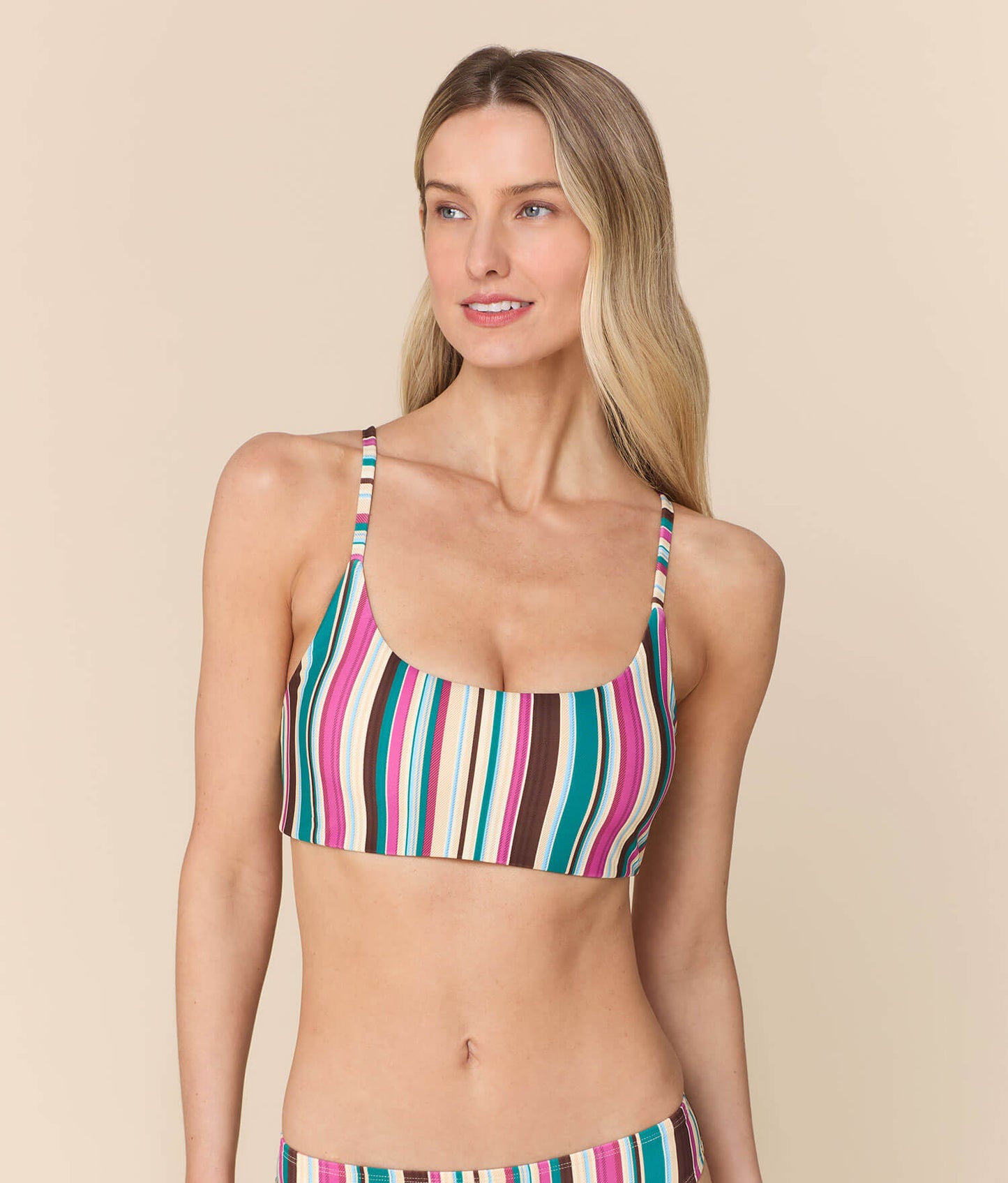 The Maui Bikini Top - Eco Nylon - Retro Stripe