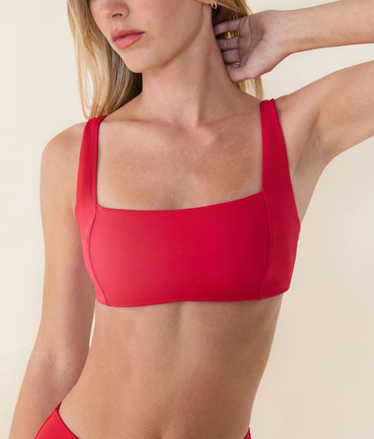 The Havana Bikini Top - Flat - Cherry Red