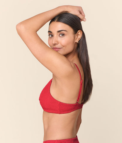 The Santorini Bikini Top - Seersucker - Chrysanthemum