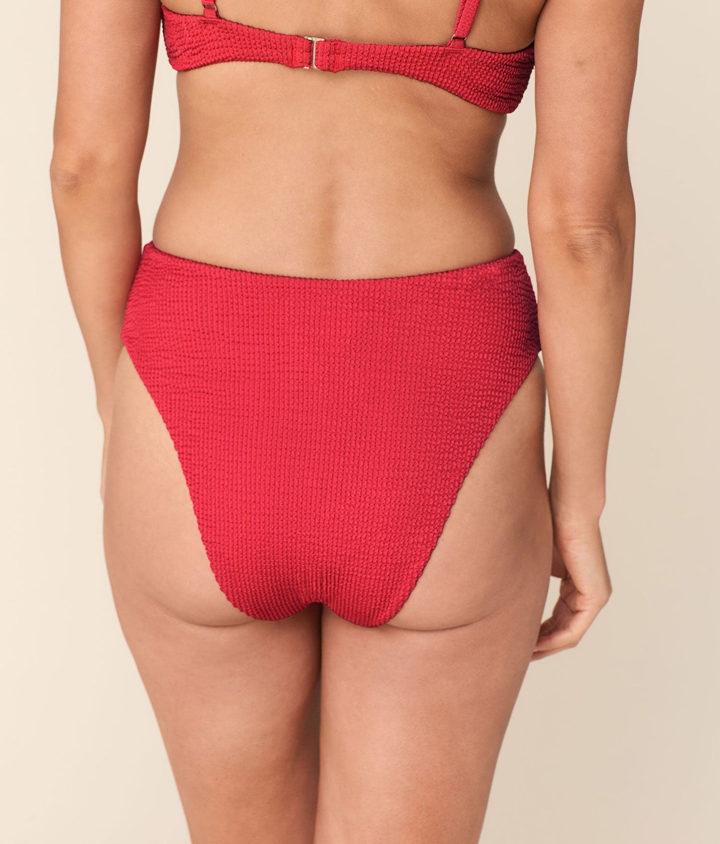 The 90s High Waist Bikini Bottom - Seersucker - Chrysanthemum