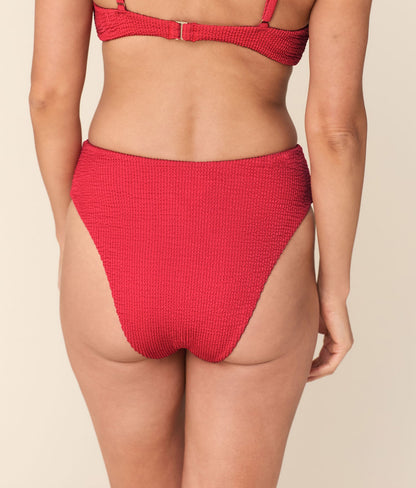 The 90s High Waist Bikini Bottom - Seersucker - Chrysanthemum