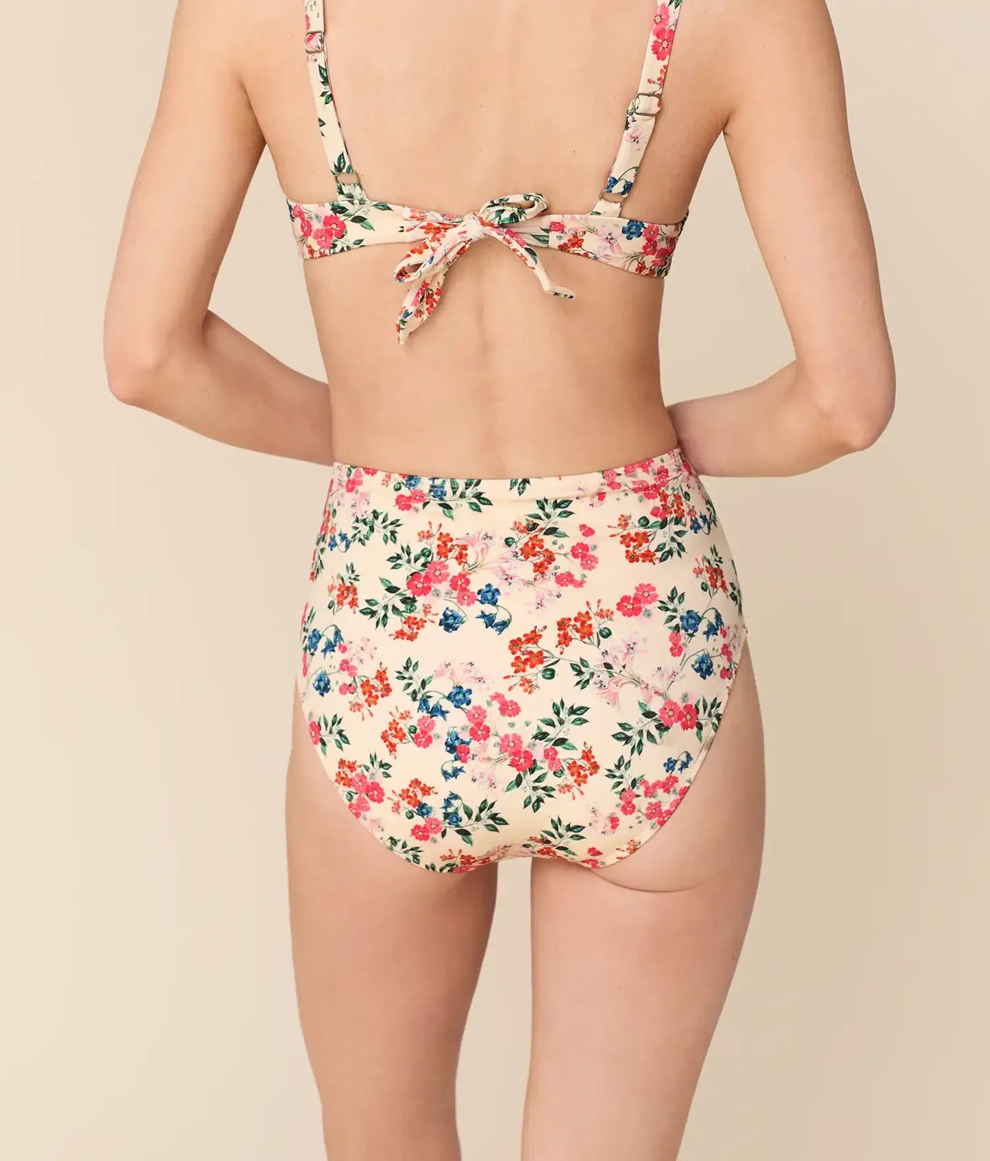 The High Waist Bikini Bottom - Eco Nylon - Riviera Floral
