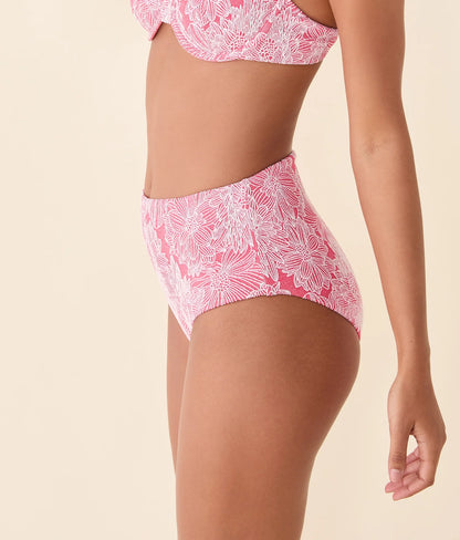 The High Waist Bikini Bottom - Garden Jacquard - Peachy