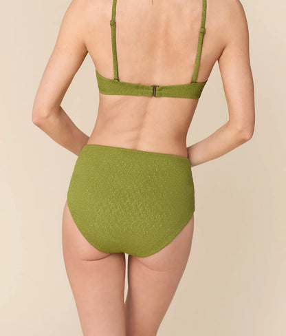 The High Waist Bikini Bottom - Shimmer - Cactus