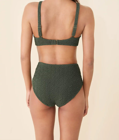 The High Rise Bikini Bottom - Textured Geo - Thyme
