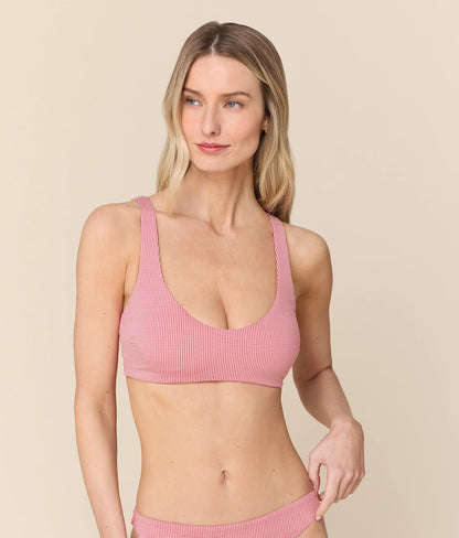 The Delray Bikini Top - Micro Gingham - Strawberry