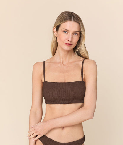 The Cabo Bikini Top - Seersucker - Shaved Chocolate