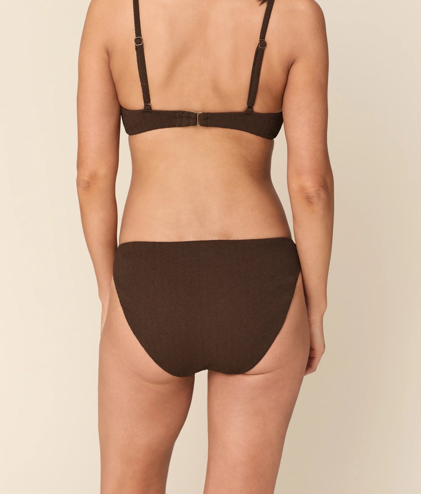 The Bonita Bikini Bottom - Seersucker Wave - Walnut